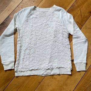 Lace cream colored sweatshirt Loft